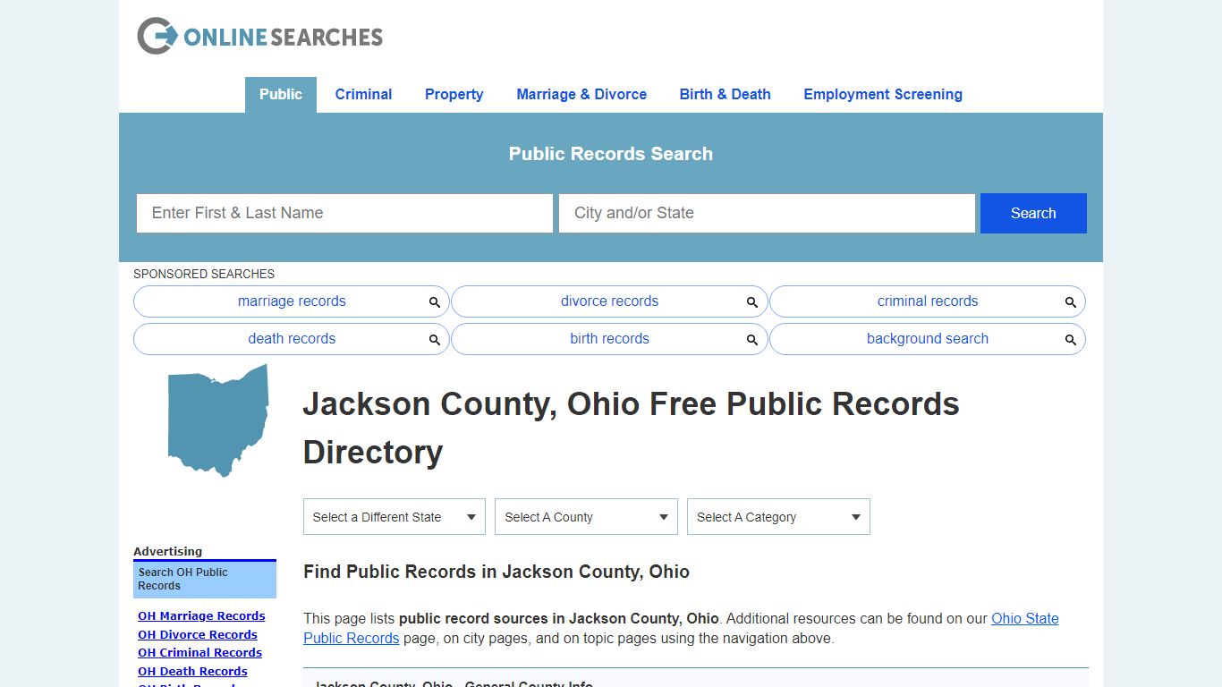 Jackson County, Ohio Public Records Directory - OnlineSearches.com